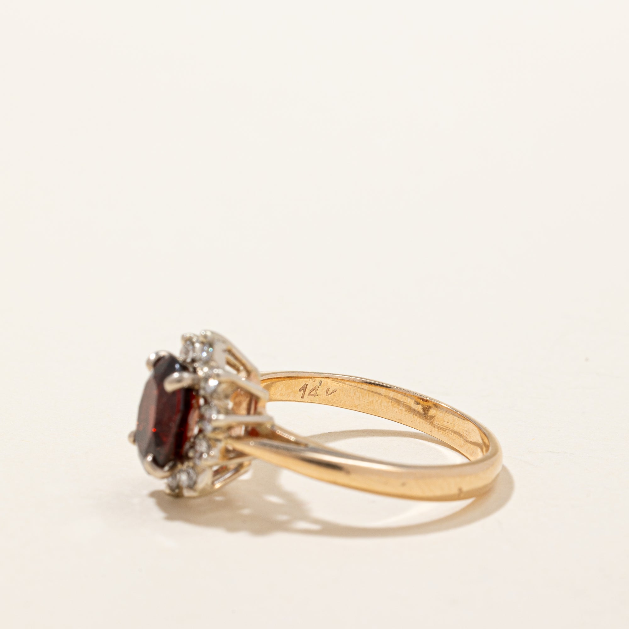 Garnet & Diamond Halo Ring | 1.38ct, 0.20ctw | SZ 5.25 |