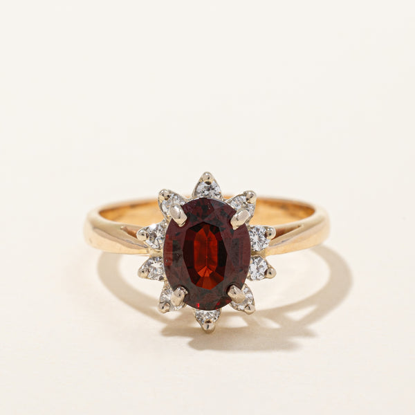 Garnet & Diamond Halo Ring | 1.38ct, 0.20ctw | SZ 5.25 |