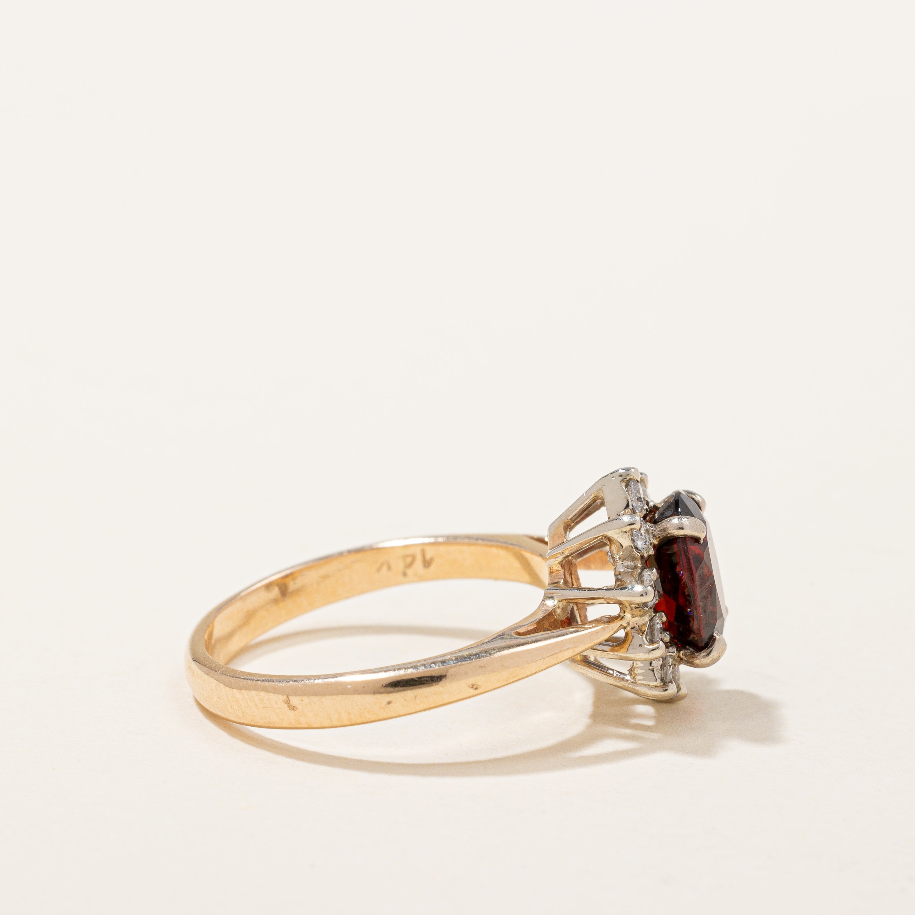 Garnet & Diamond Halo Ring | 1.38ct, 0.20ctw | SZ 5.25 |