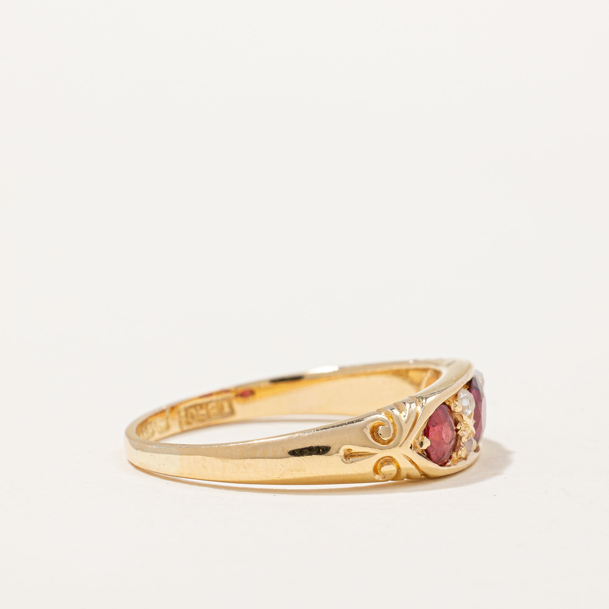 Victorian Era Ruby & Diamond Ring | 0.70ctw, 0.08ctw | SZ 7.25 |