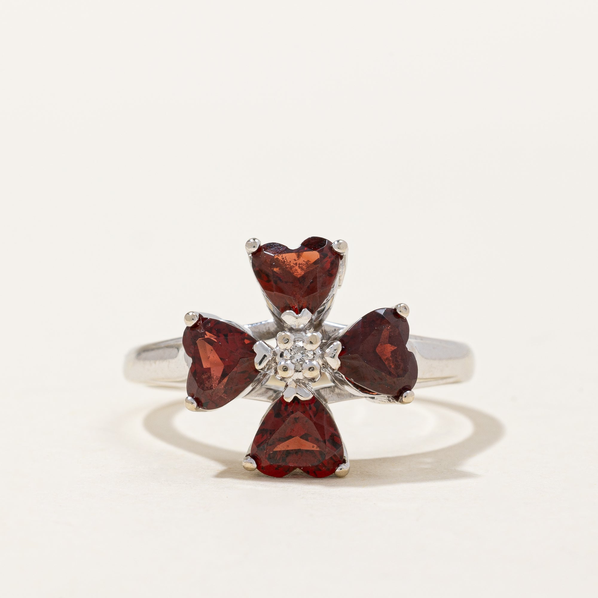 Garnet Heart & Diamond Ring | 1.80ctw, 0.02ct | SZ 7.5 |