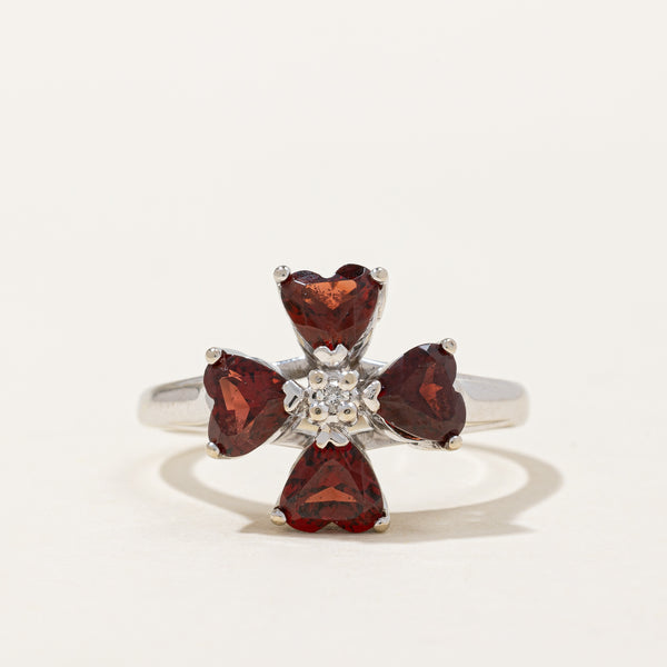 Garnet Heart & Diamond Ring | 1.80ctw, 0.02ct | SZ 7.5 |