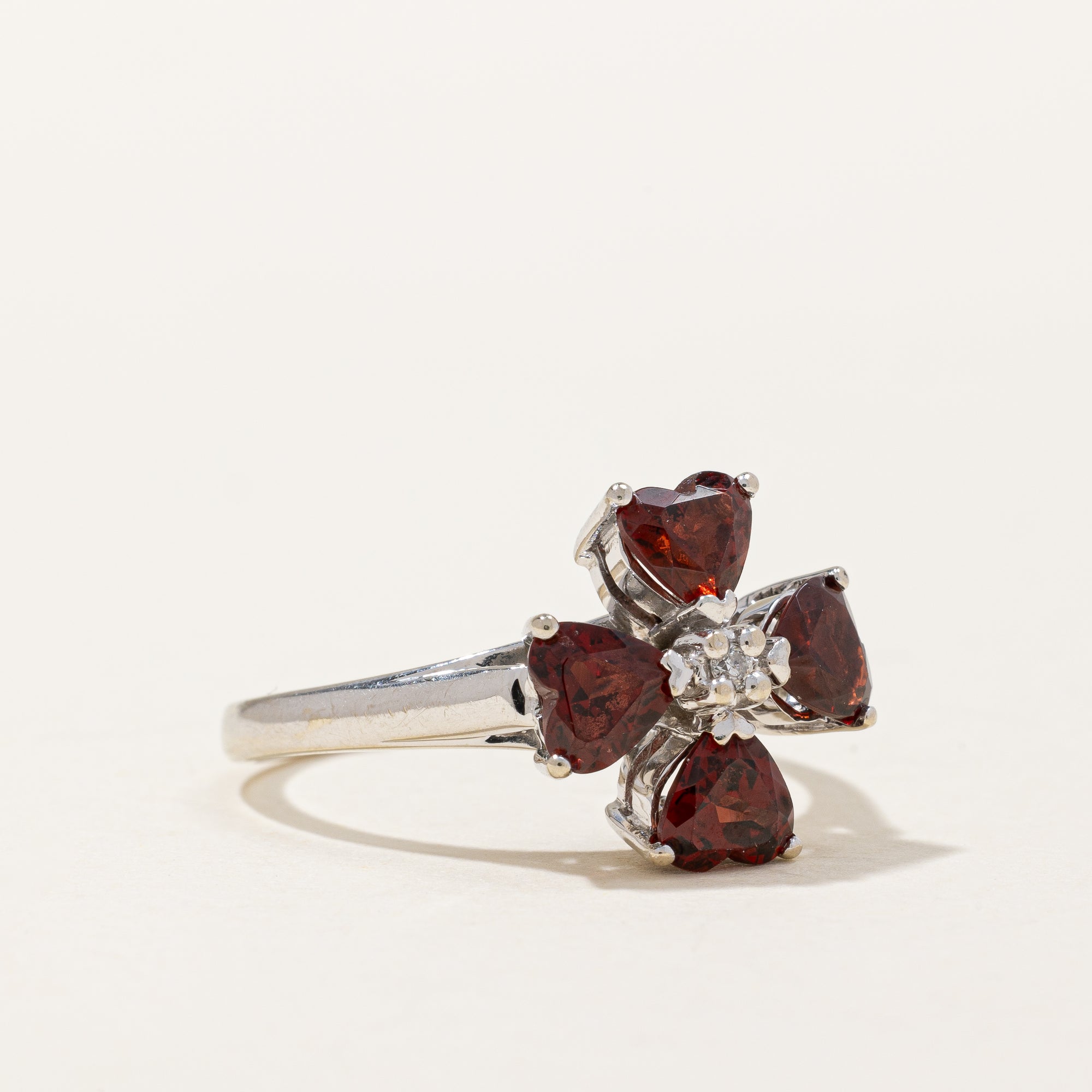 Garnet Heart & Diamond Ring | 1.80ctw, 0.02ct | SZ 7.5 |