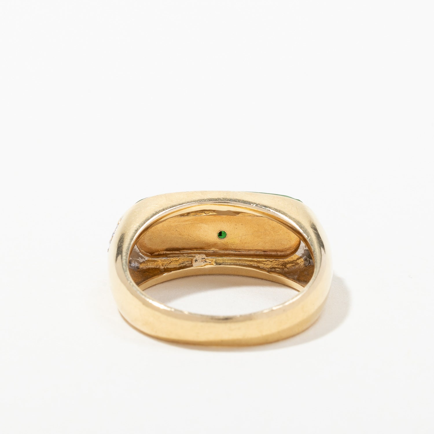 18k Yellow Gold Jadeite & Diamond Ring | 3.80ct, 0.06ctw | SZ 9.5