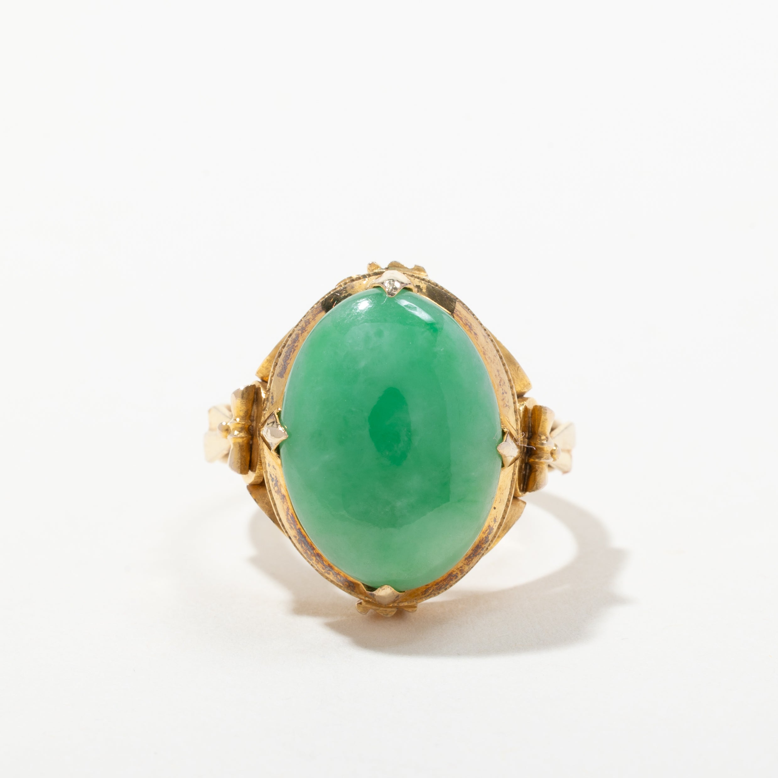 18k Yellow Gold Jadeite Ring | SZ 7.5