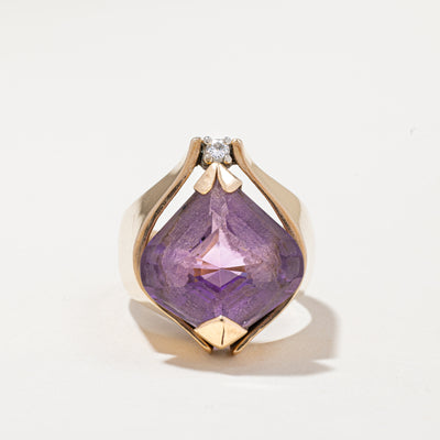 14k Yellow Gold Amethyst Ring | 8.00ct, 0.05ct | SZ 7
