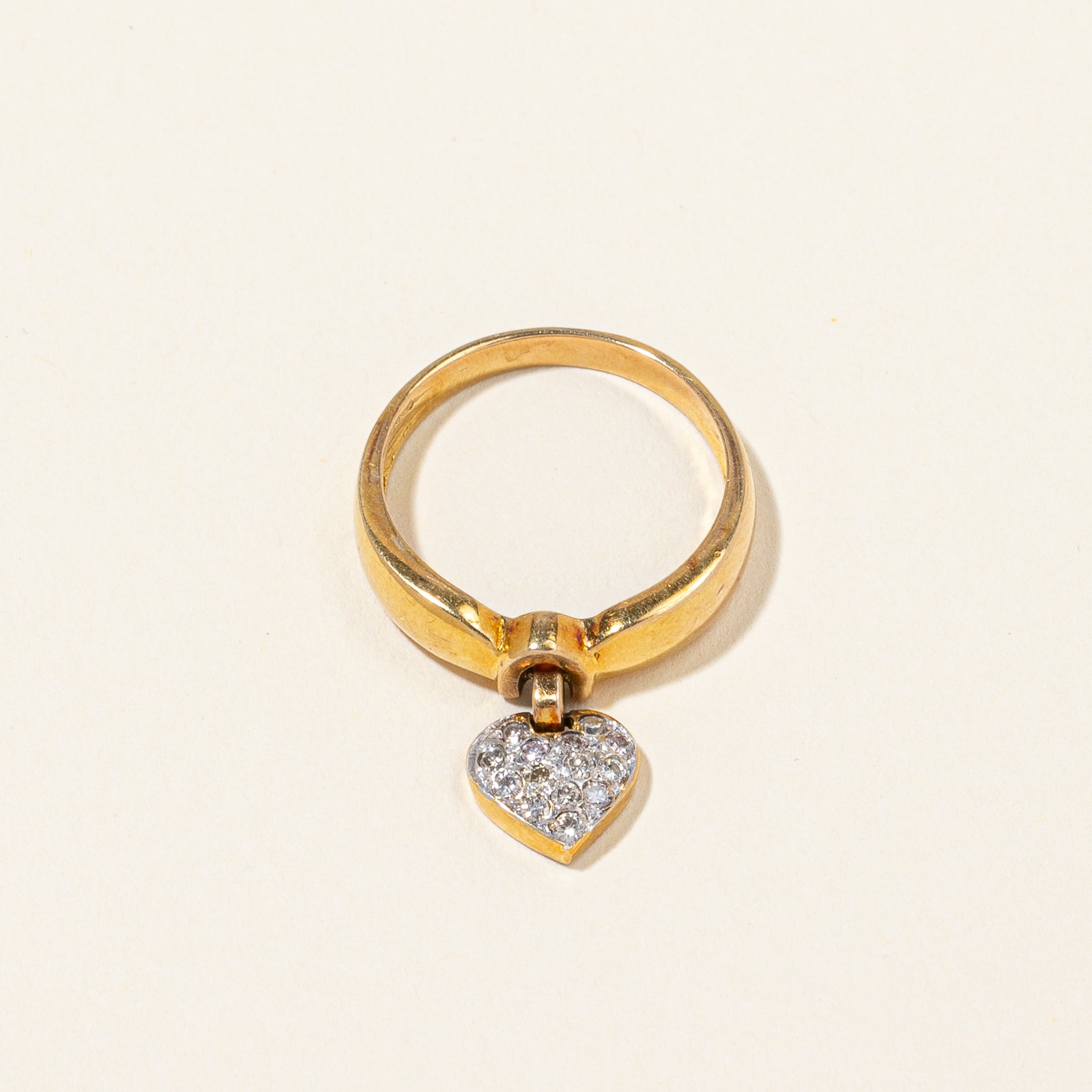 Diamond Heart Charm Ring | 0.20ctw | SZ 6.75 |