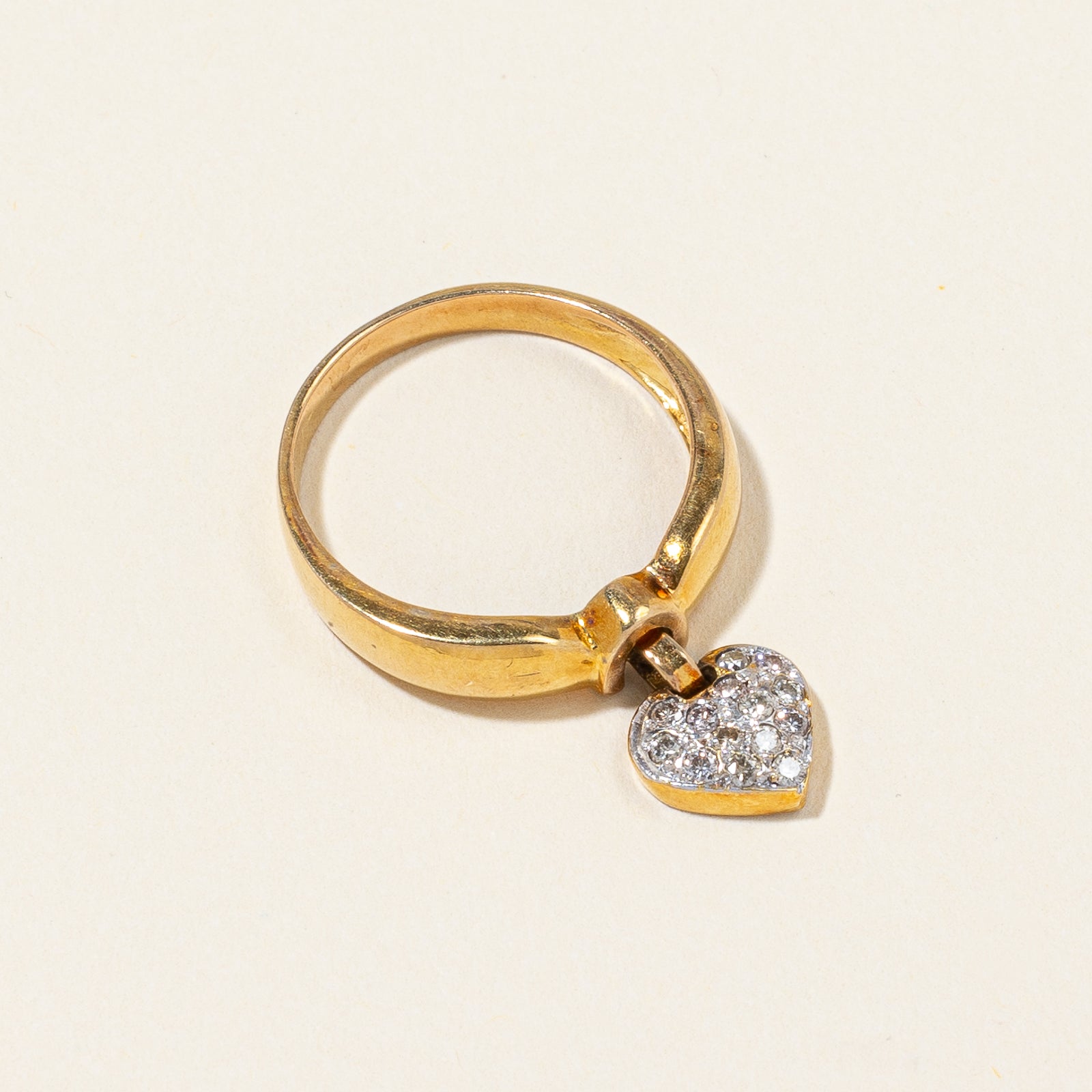 Diamond Heart Charm Ring | 0.20ctw | SZ 6.75 |