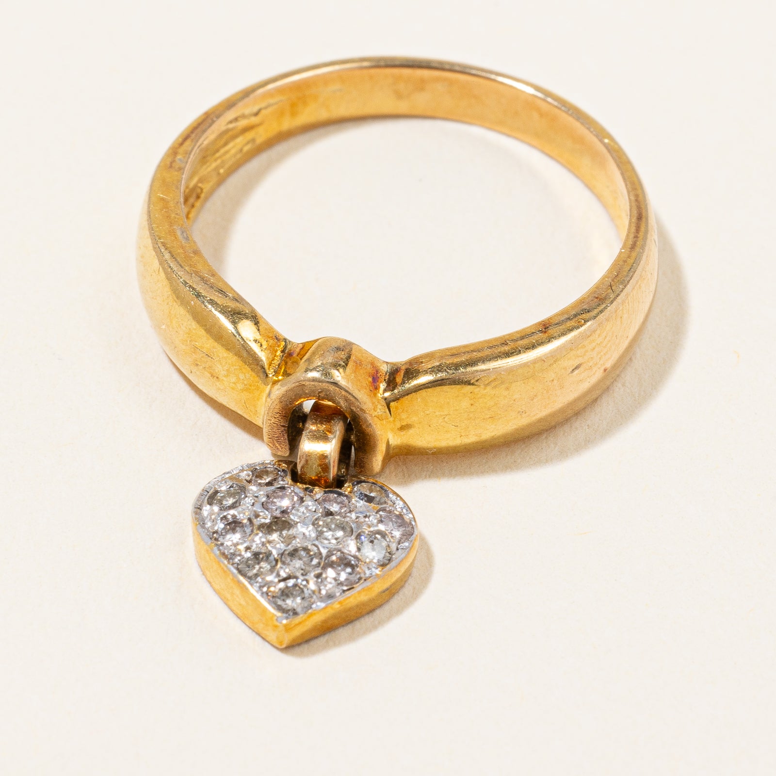 Diamond Heart Charm Ring | 0.20ctw | SZ 6.75 |