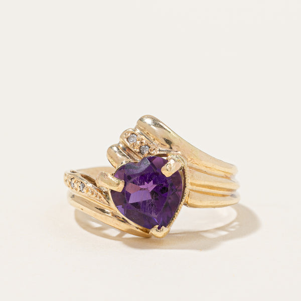 Heart Cut Amethyst & Sapphire Ring | 0.92ct, 0.01ctw | SZ 5.25 |