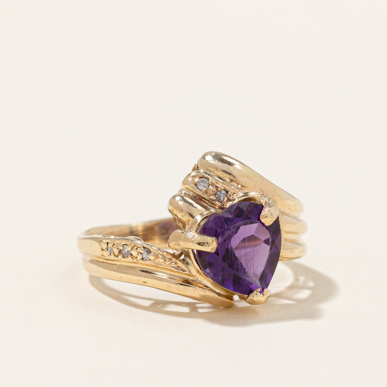 Heart Cut Amethyst & Sapphire Ring | 0.92ct, 0.01ctw | SZ 5.25 |