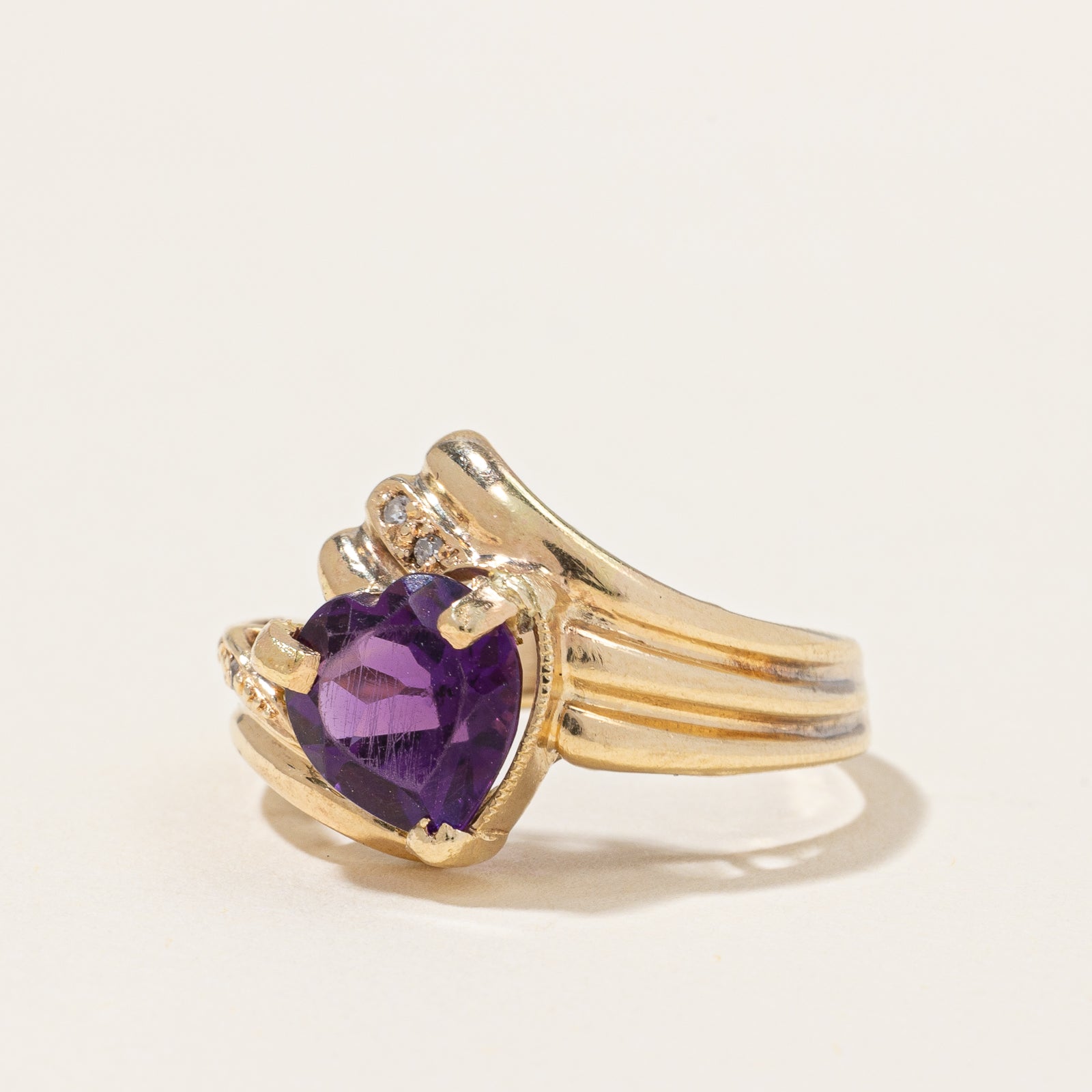 Heart Cut Amethyst & Sapphire Ring | 0.92ct, 0.01ctw | SZ 5.25 |