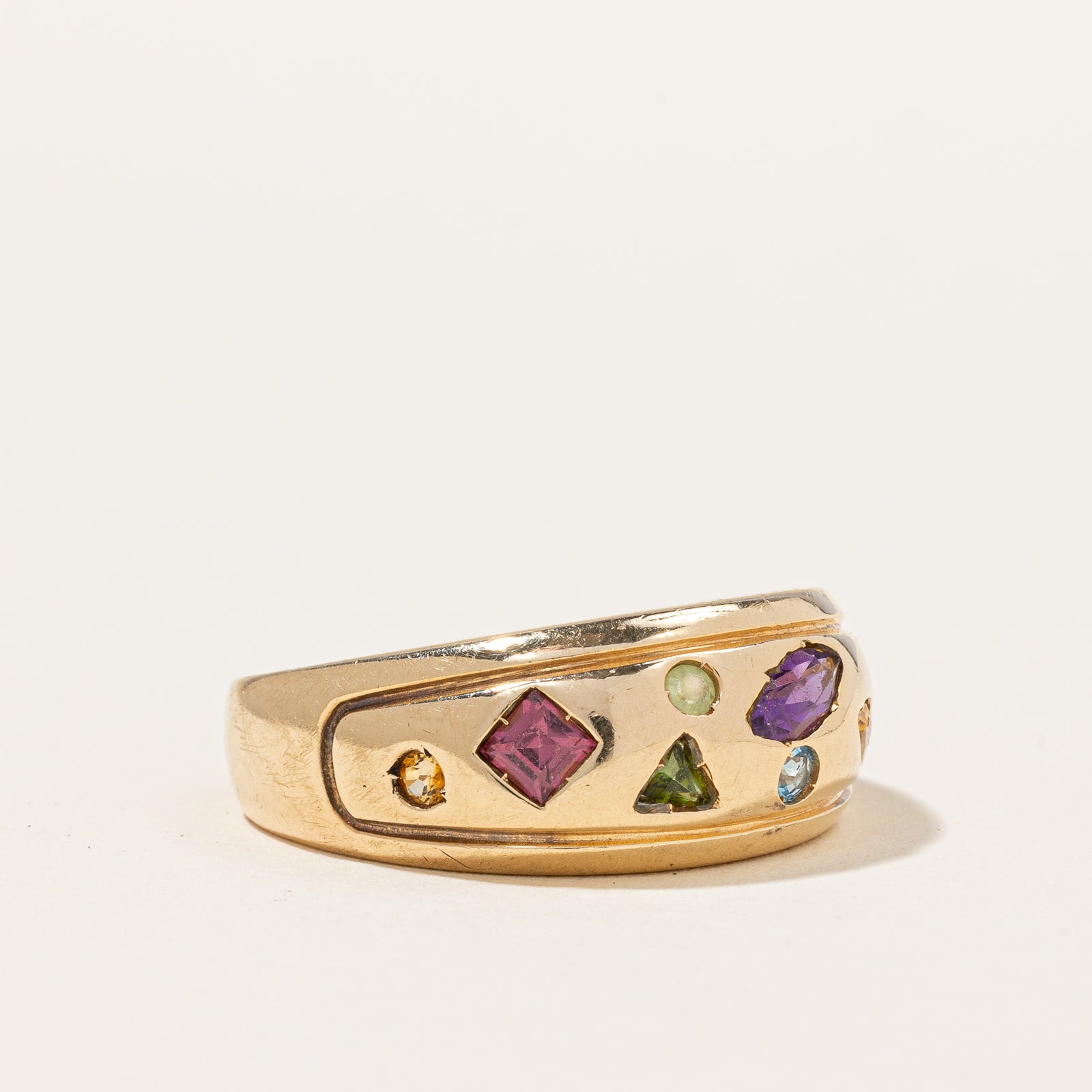 Multi Gem Flush Set Ring | 0.28ctw | SZ 10 |