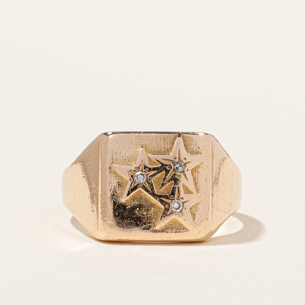 Diamond Star Design Signet Ring | 0.03ctw | SZ 10 |