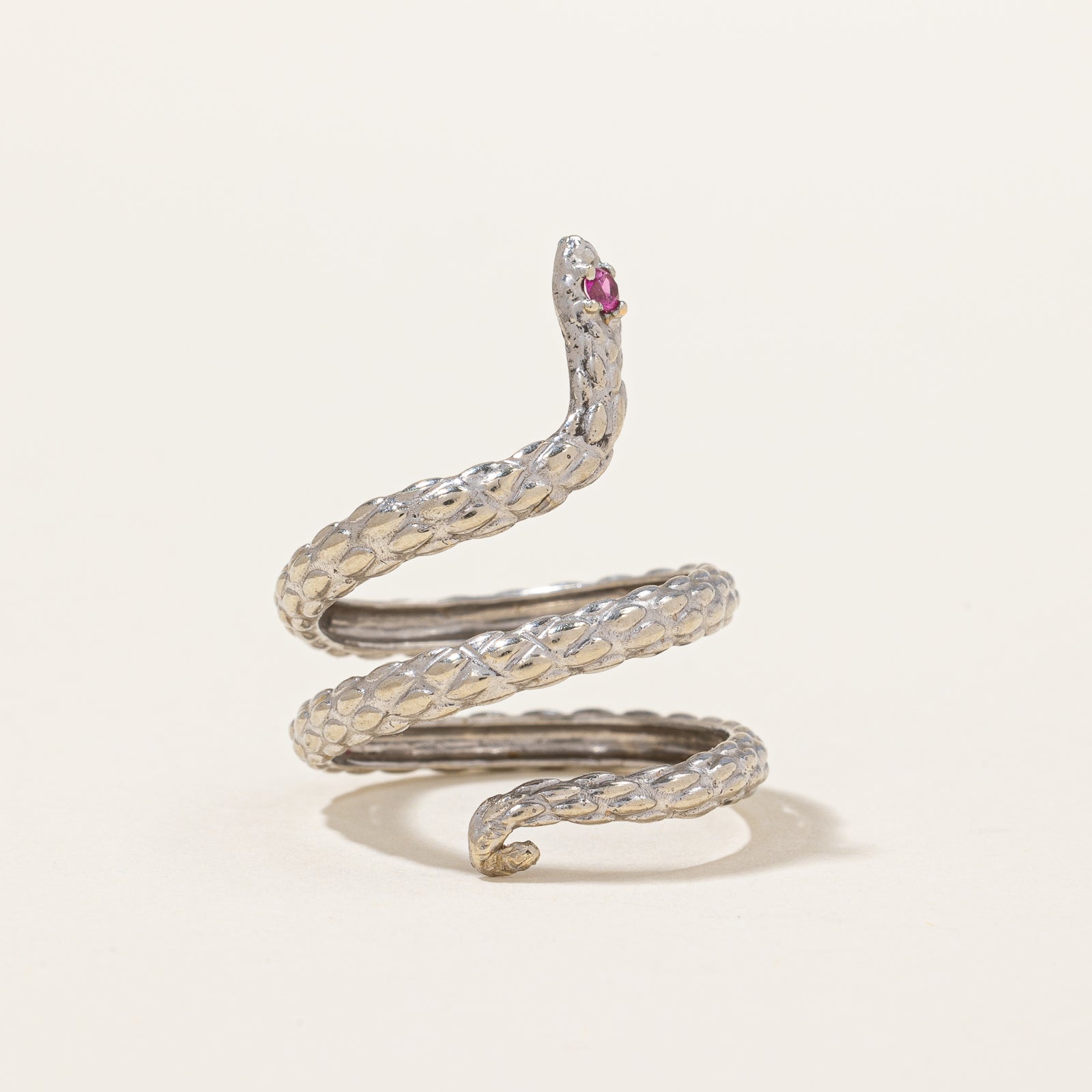 Ruby Coiled Snake Ring | 0.01ct | SZ 4.75 |