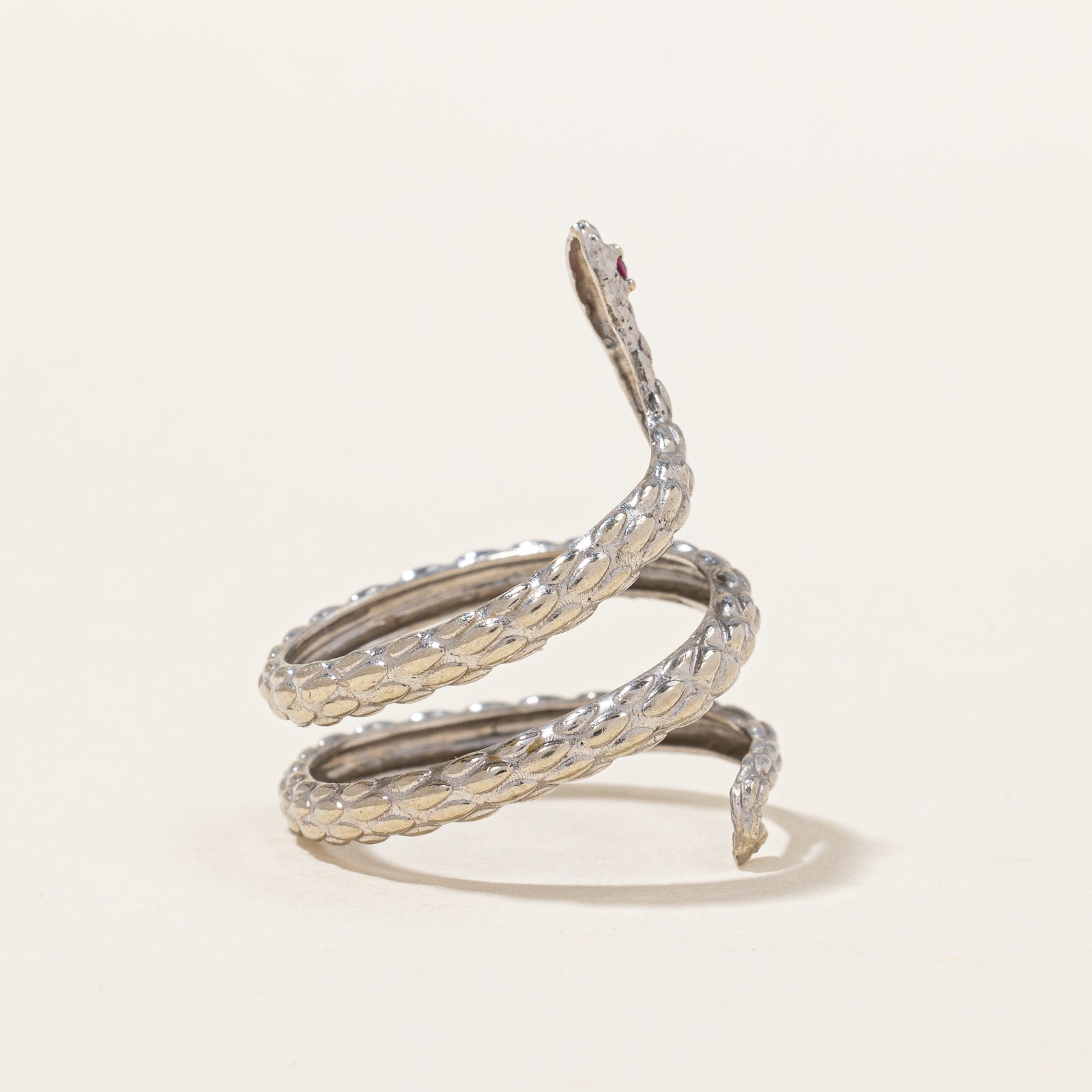 Ruby Coiled Snake Ring | 0.01ct | SZ 4.75 |