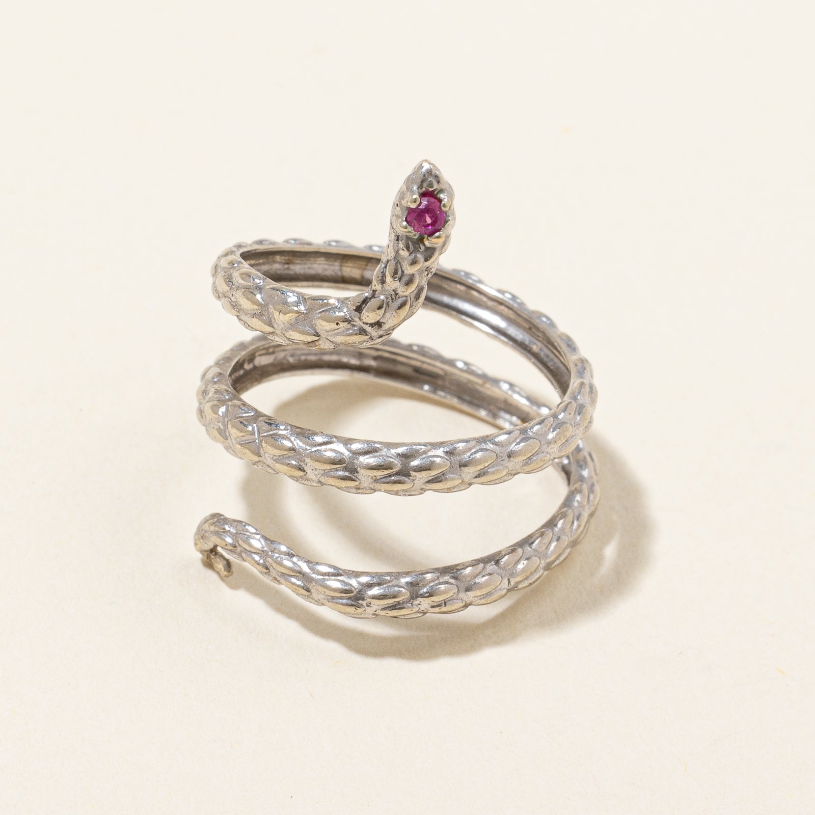 Ruby Coiled Snake Ring | 0.01ct | SZ 4.75 |