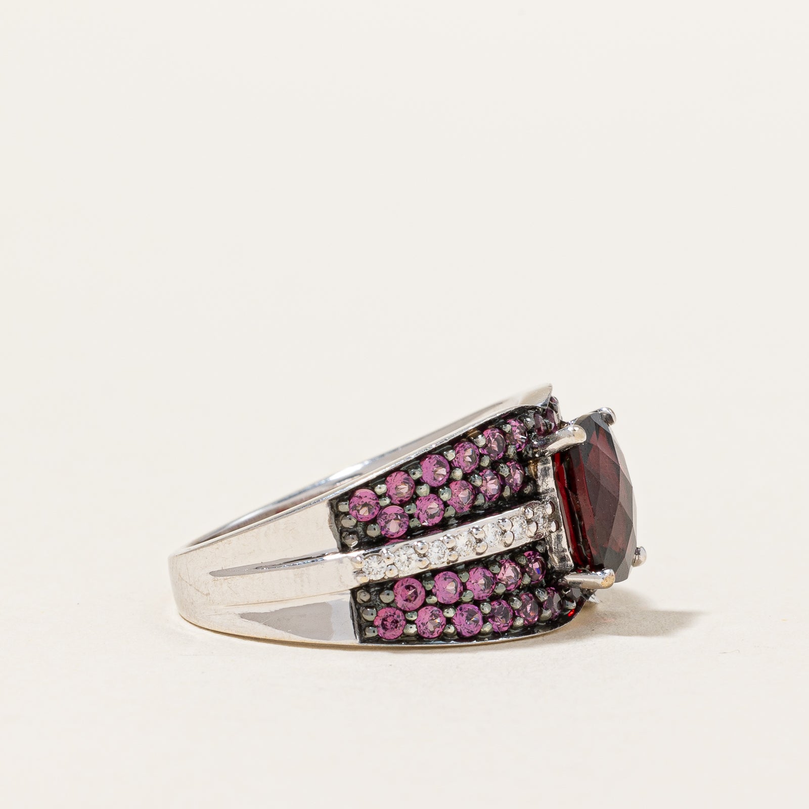 Garnet & Diamond Cocktail Ring | 1.80ctw, 0.08ctw | SZ 6.25 |
