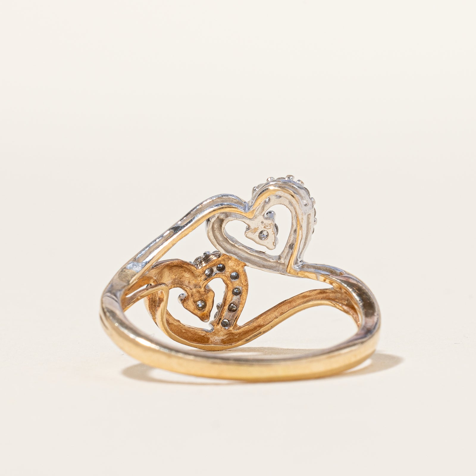 Diamond Double Heart Bypass Ring | 0.16ctw | SZ 6.25 |
