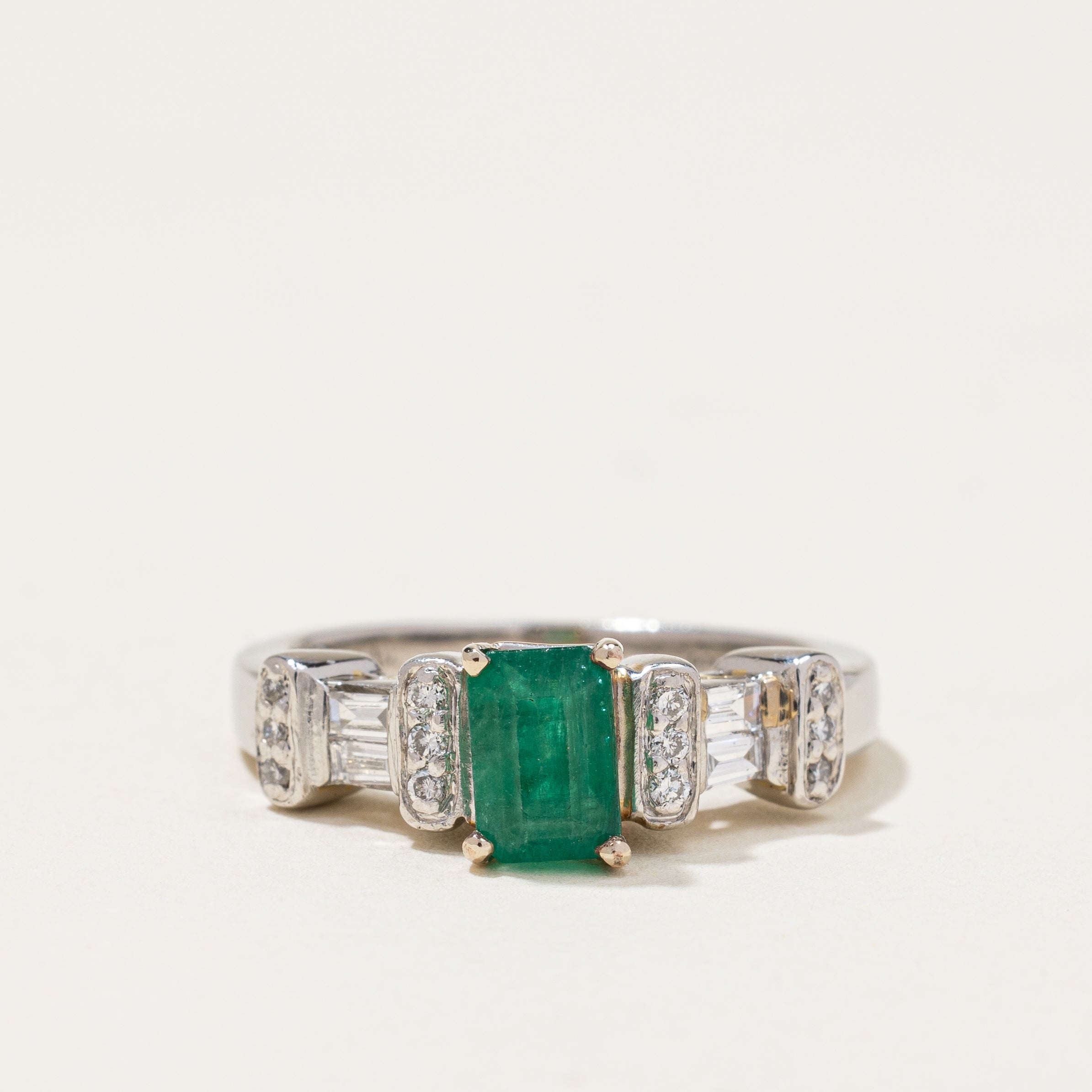 Emerald & Diamond Engagement Ring | 0.60ct, 0.16ctw | SZ 4.75 |