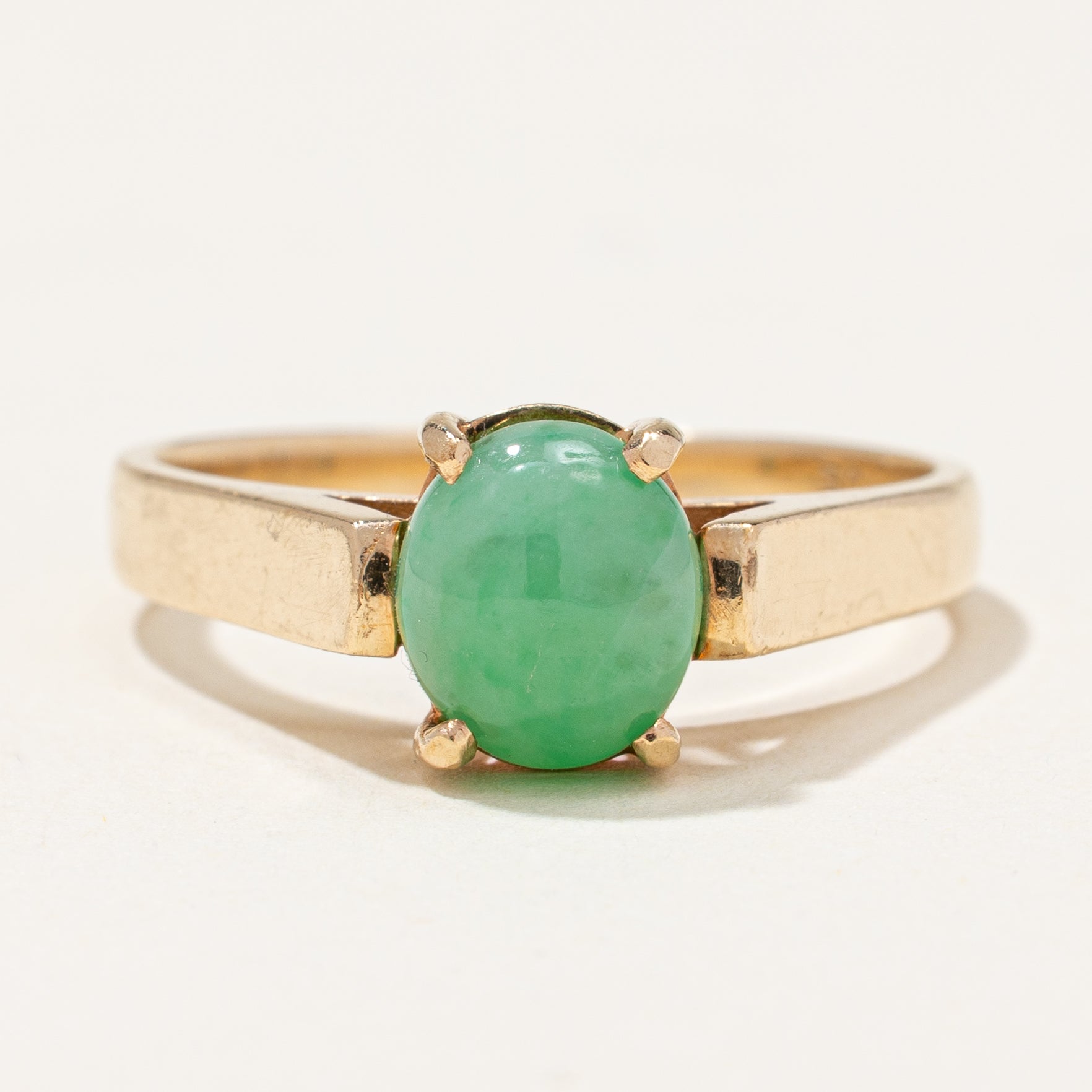 Nephrite Cabochon Solitaire Ring | 1.17ct | SZ 6.75 |