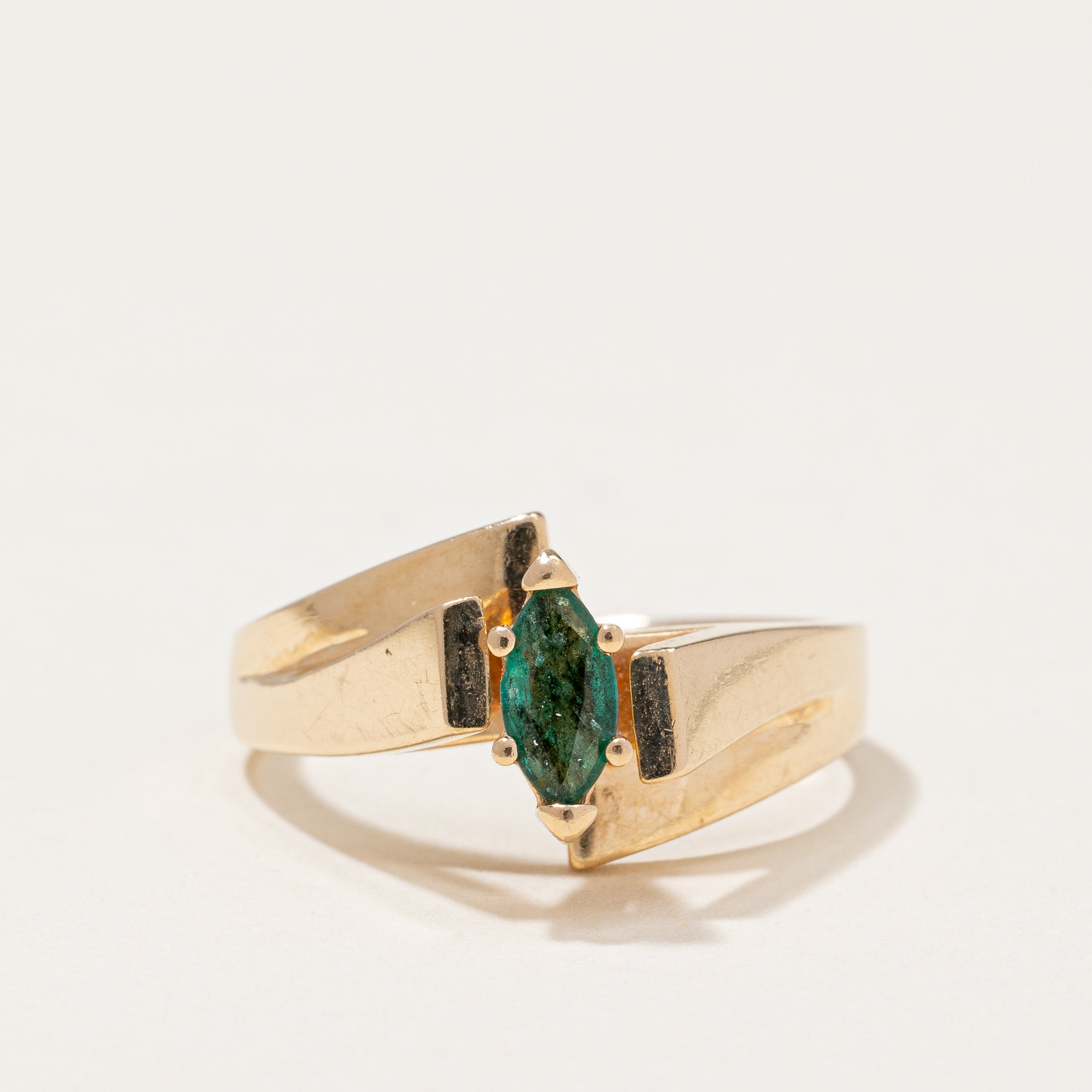 High Set Emerald Bypass Ring | 0.28ct | SZ 7.75 |