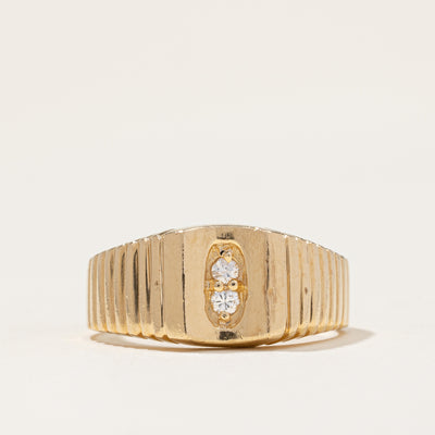 Two Diamond Ridged Ring | 0.08ctw | SZ 9 |