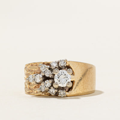 Diamond Cluster Textured Band | 0.42ctw | 4.00mm | SZ 3.75
