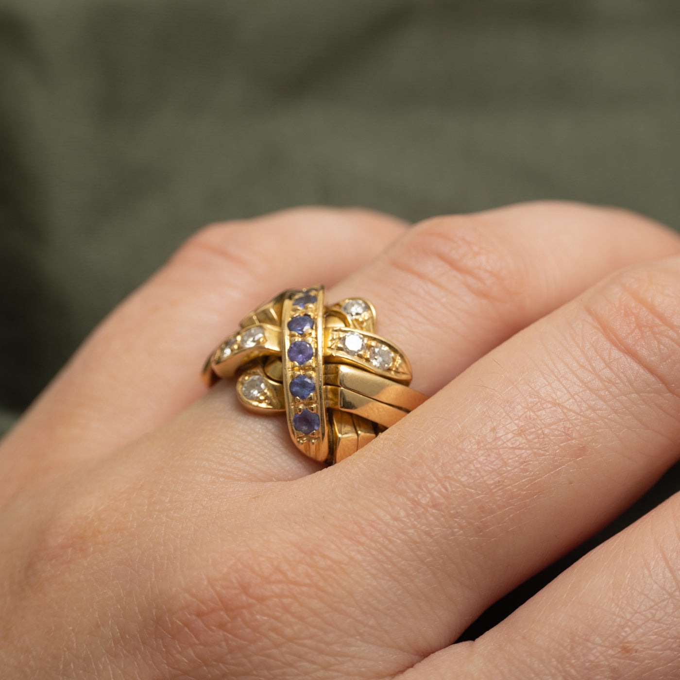 Fused Tanzanite & Diamond Puzzle Ring | 0.42ctw, 0.36ctw | SZ 9.5 |