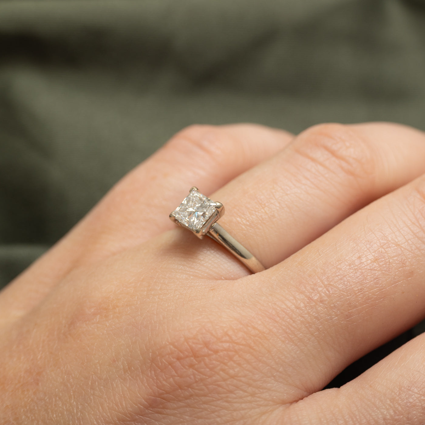 GIA Certified Solitaire Princess Diamond Engagement Ring | 1.01ct SI1 E | SZ 5.25 |