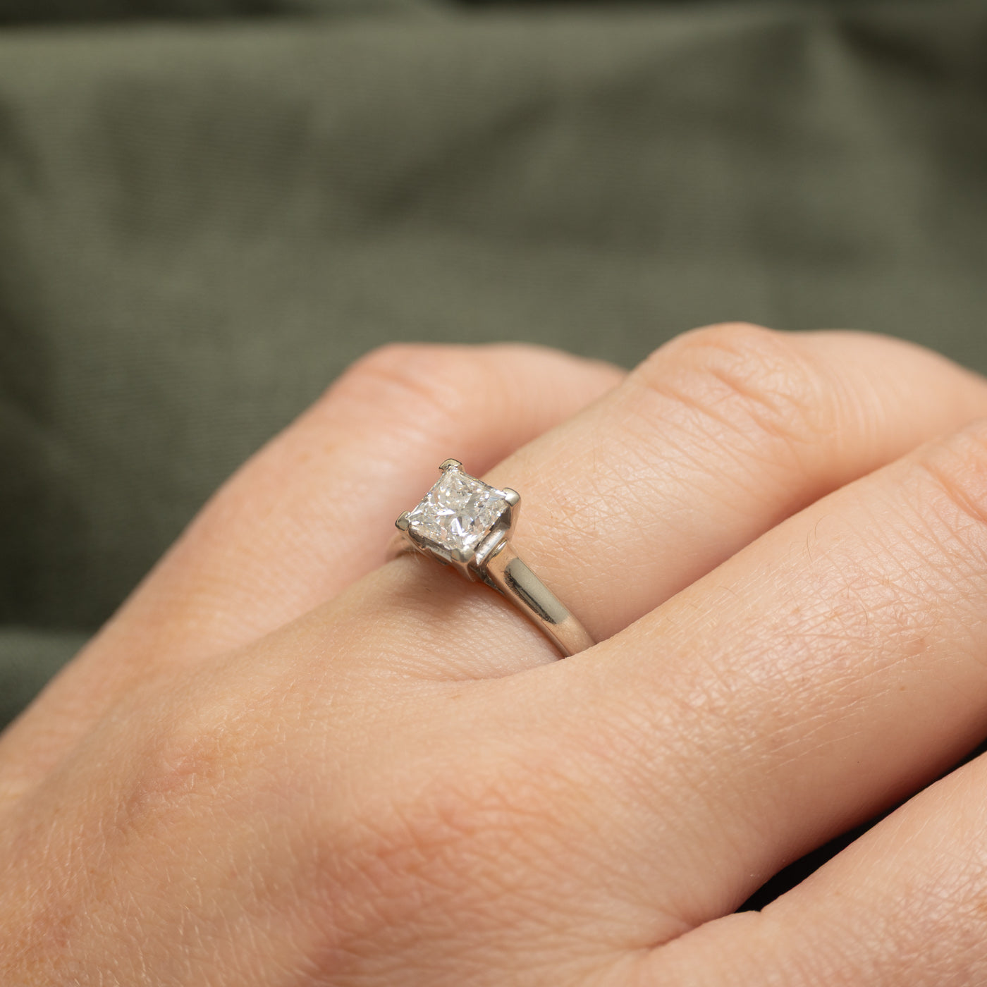 Solitaire Princess Diamond Engagement Ring | 0.92 ct, SZ 5.5 | VVS1, G |