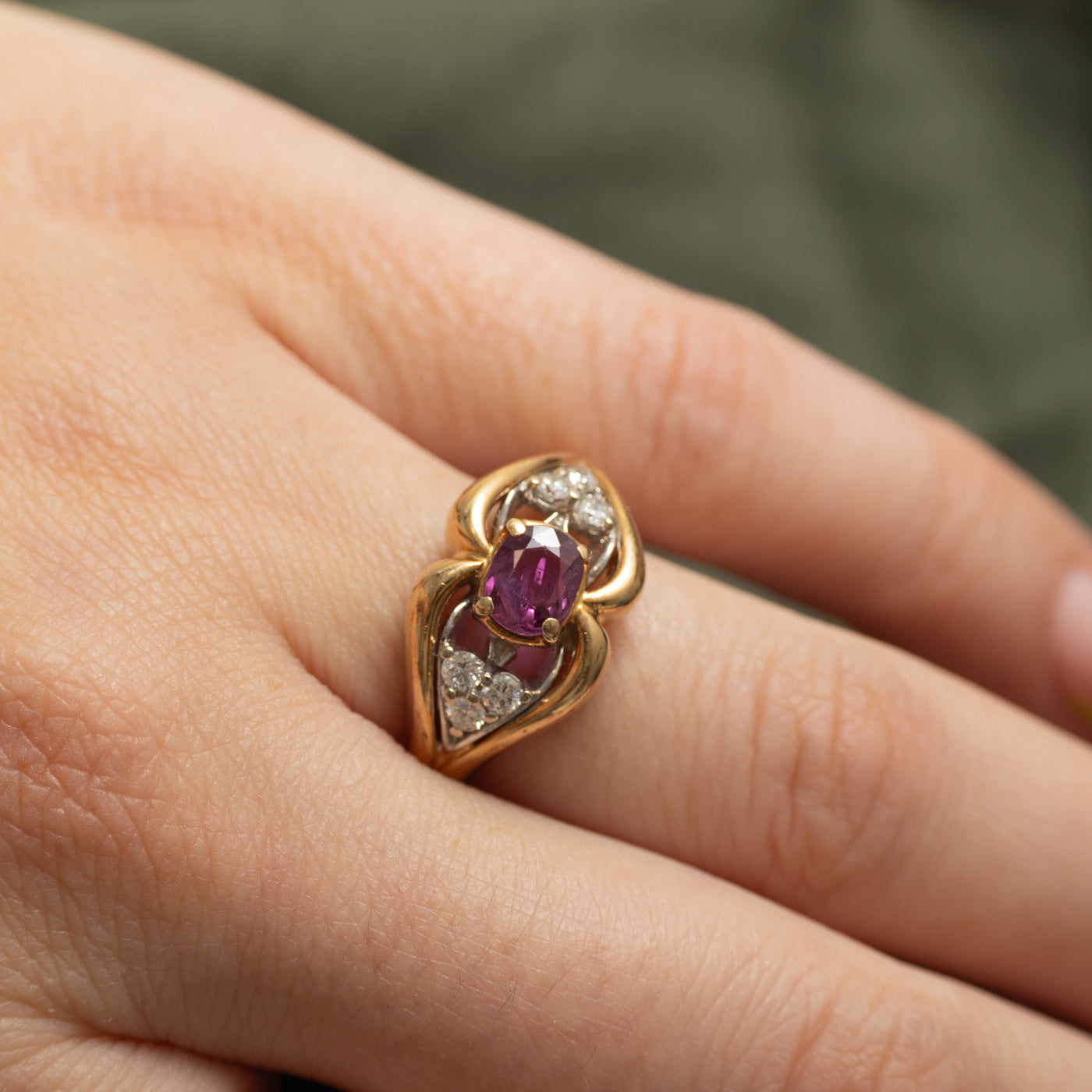 Ruby & Diamond Ring | 0.20ctw, 0.99ct | SZ 8 |