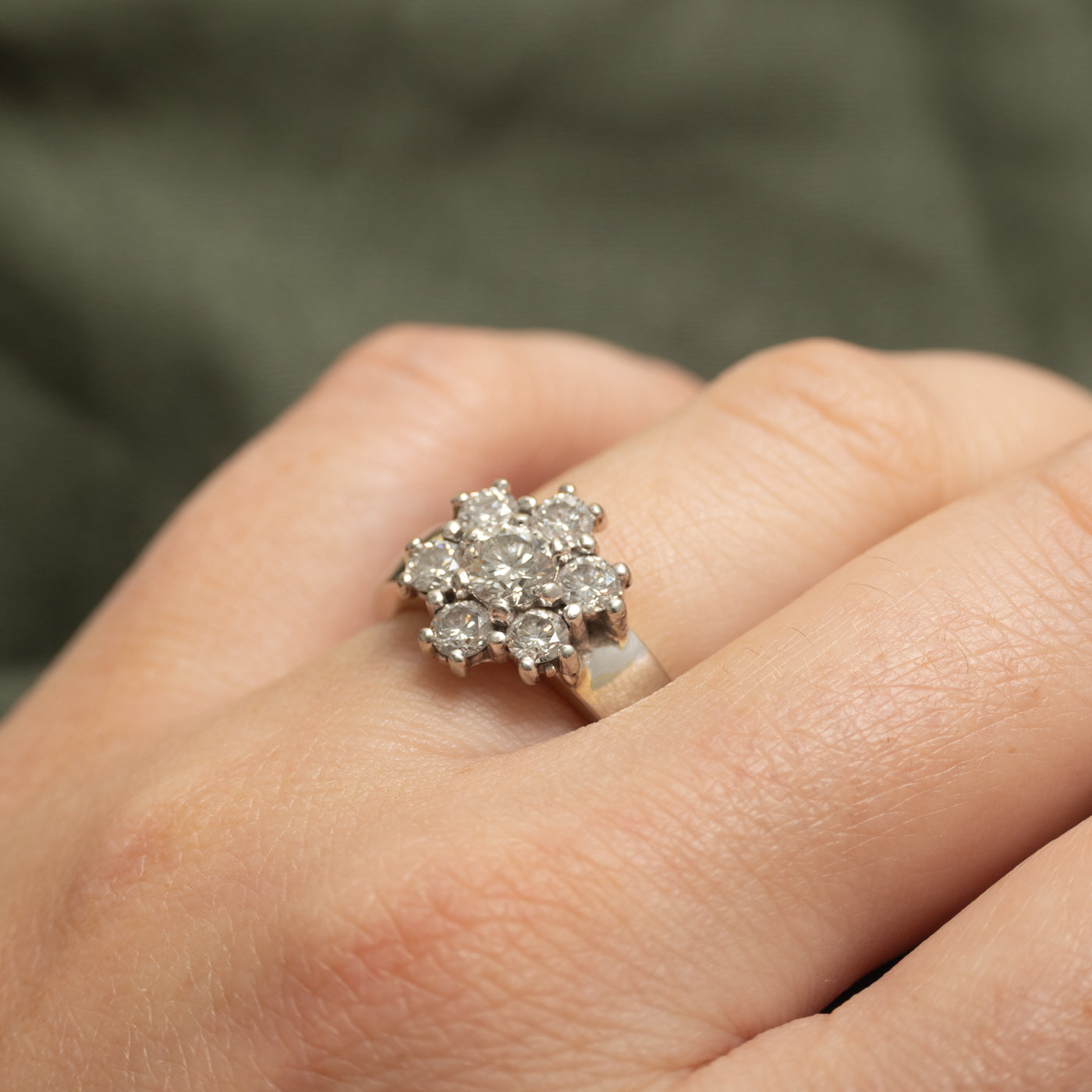 Cluster Diamond Engagement Ring | 1.51 ctw, SZ 4.75 |