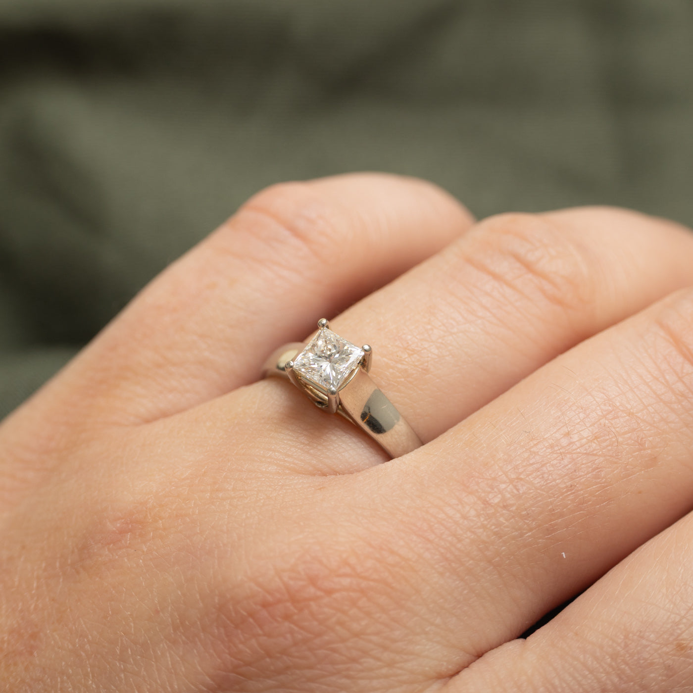 Wide Band Solitaire GIA Diamond Ring | 0.70 ct, SZ 5.5 | VS2, E |