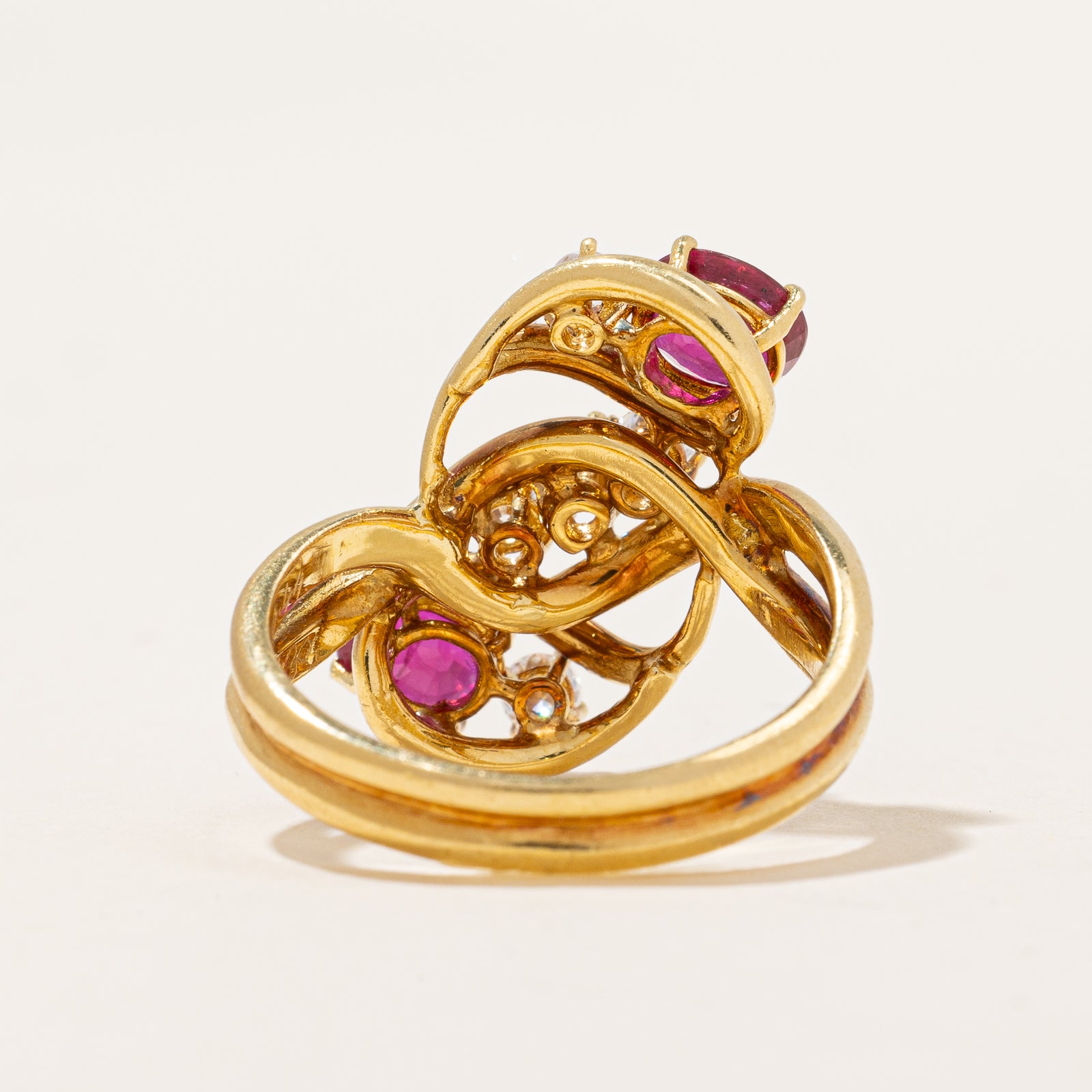Ruby & Diamond Cascade Bypass Ring | 1.30ctw, 0.44ctw | SZ 7.25 |