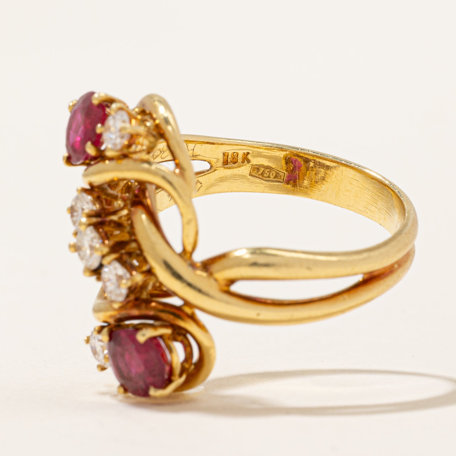 Ruby & Diamond Cascade Bypass Ring | 1.30ctw, 0.44ctw | SZ 7.25 |