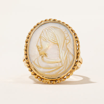 Vintage Mother of Pearl Carved Cameo Ring | 4.50ct | SZ 7.5 |