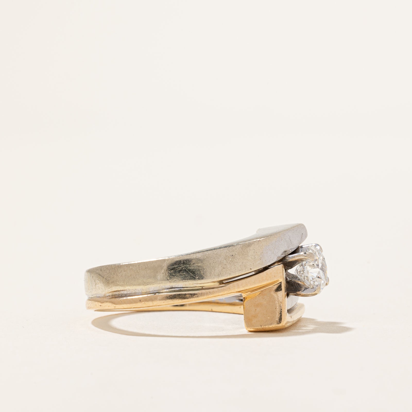 Birks' Two Tone Bypass Diamond Ring | 0.78ct | SZ 9.5 |