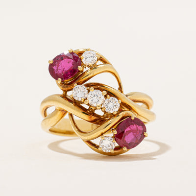 Ruby & Diamond Cascade Bypass Ring | 1.30ctw, 0.44ctw | SZ 7.25 |