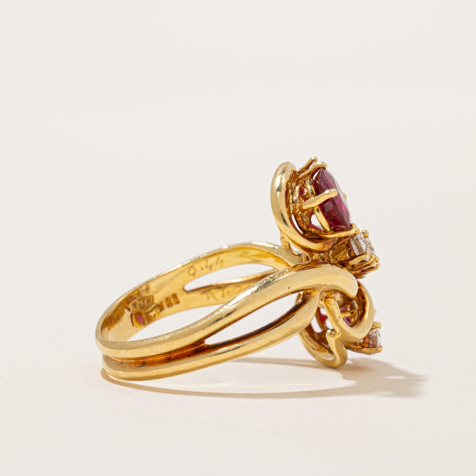 Ruby & Diamond Cascade Bypass Ring | 1.30ctw, 0.44ctw | SZ 7.25 |