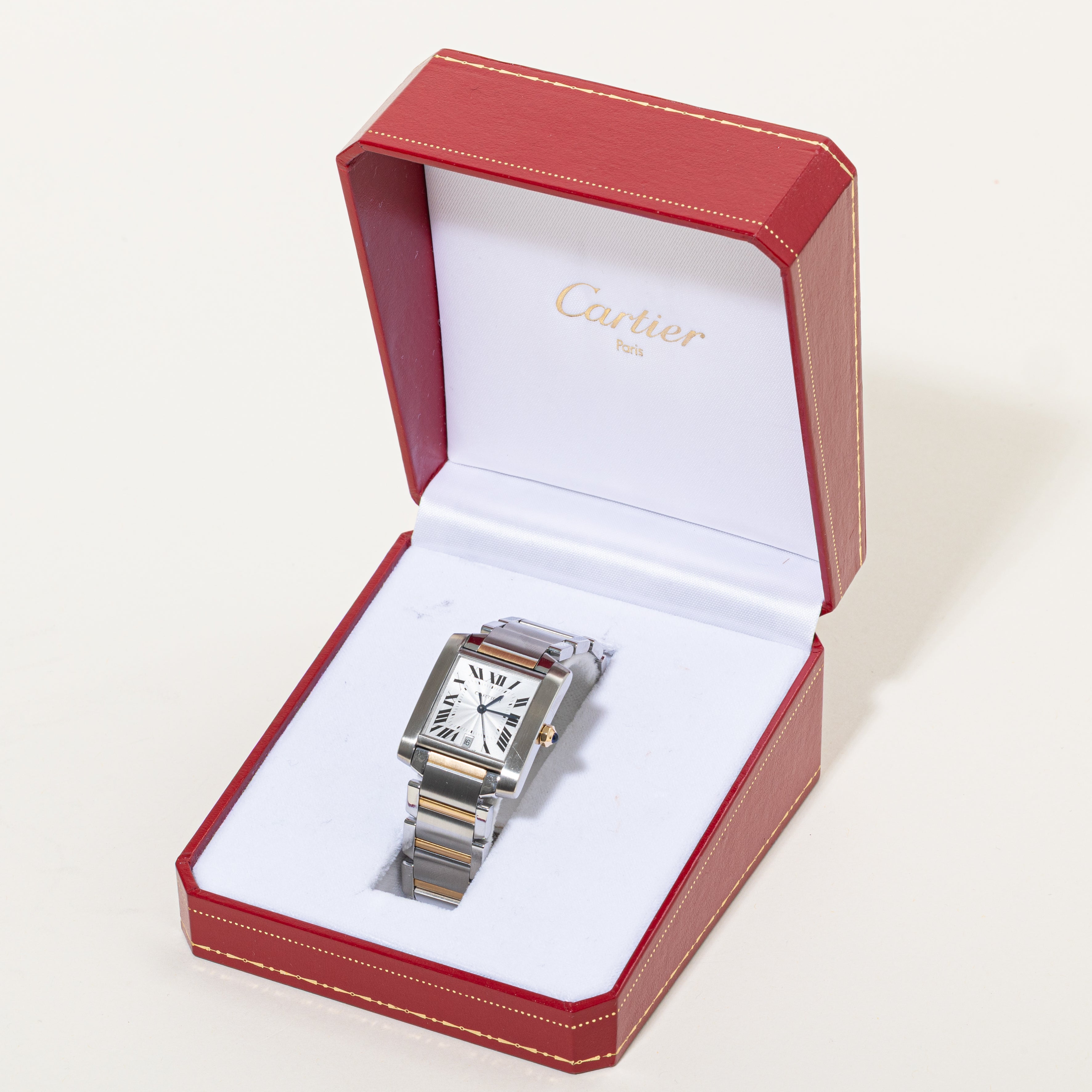 ***ENVOYÉ EN RÉPARATION** Montre Cartier Tank Française 2302 | Or jaune 18 carats et acier inoxydable | 