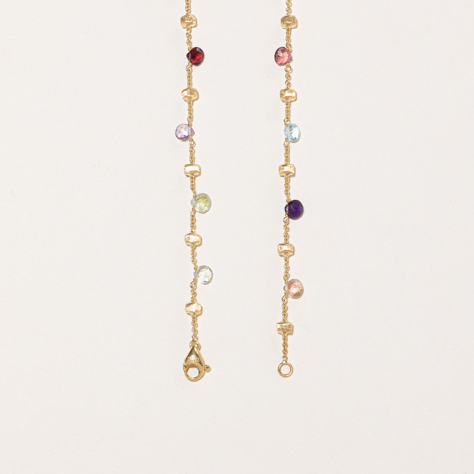 Collier sautoir « Marco Bicego by Birks » en or jaune 18 carats, orné de multiples pierres précieuses et de diamants | 10,5 carats au total | 35,5 cm 