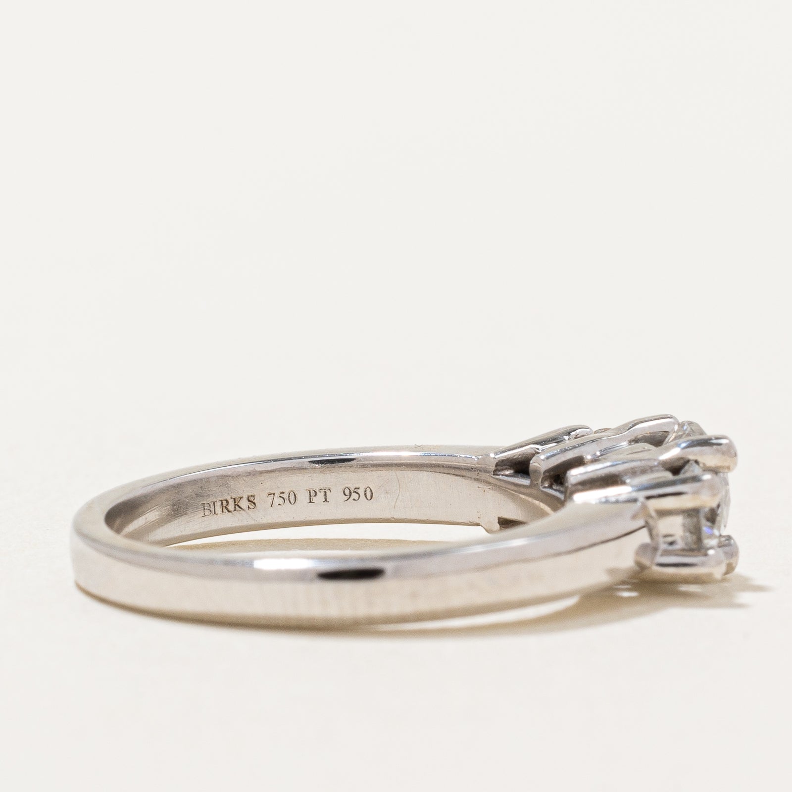 'Birks' Three Stone Diamond White Gold Ring | 0.43ct, 0.35 ctw | SZ 5 |