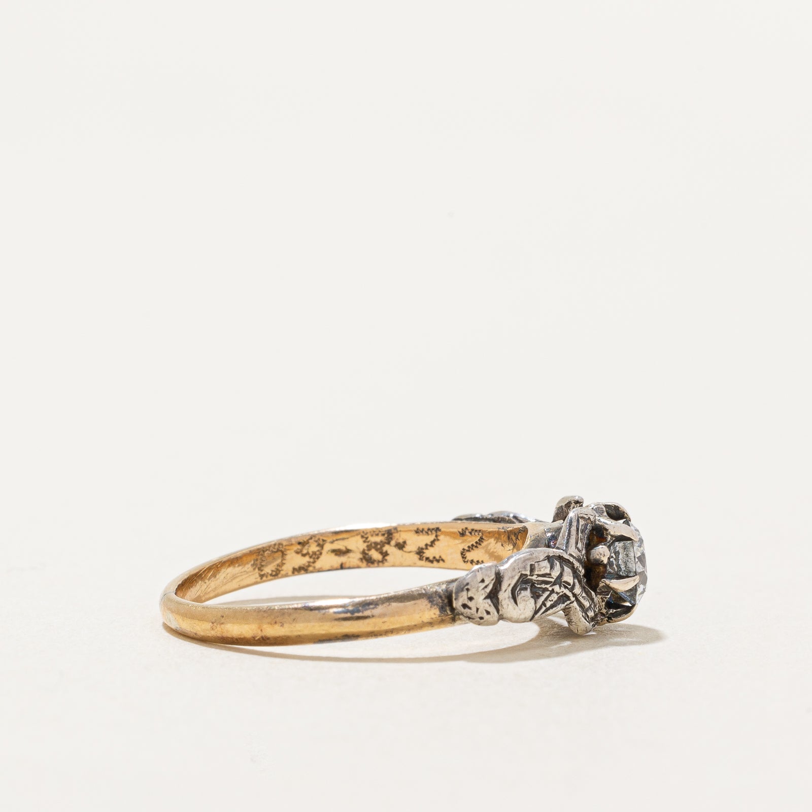 Bague de fiançailles en or 18 carats avec diamant taille ancienne européenne | 0,22 ct VS1/VS2 G/H | Taille 5,25 |