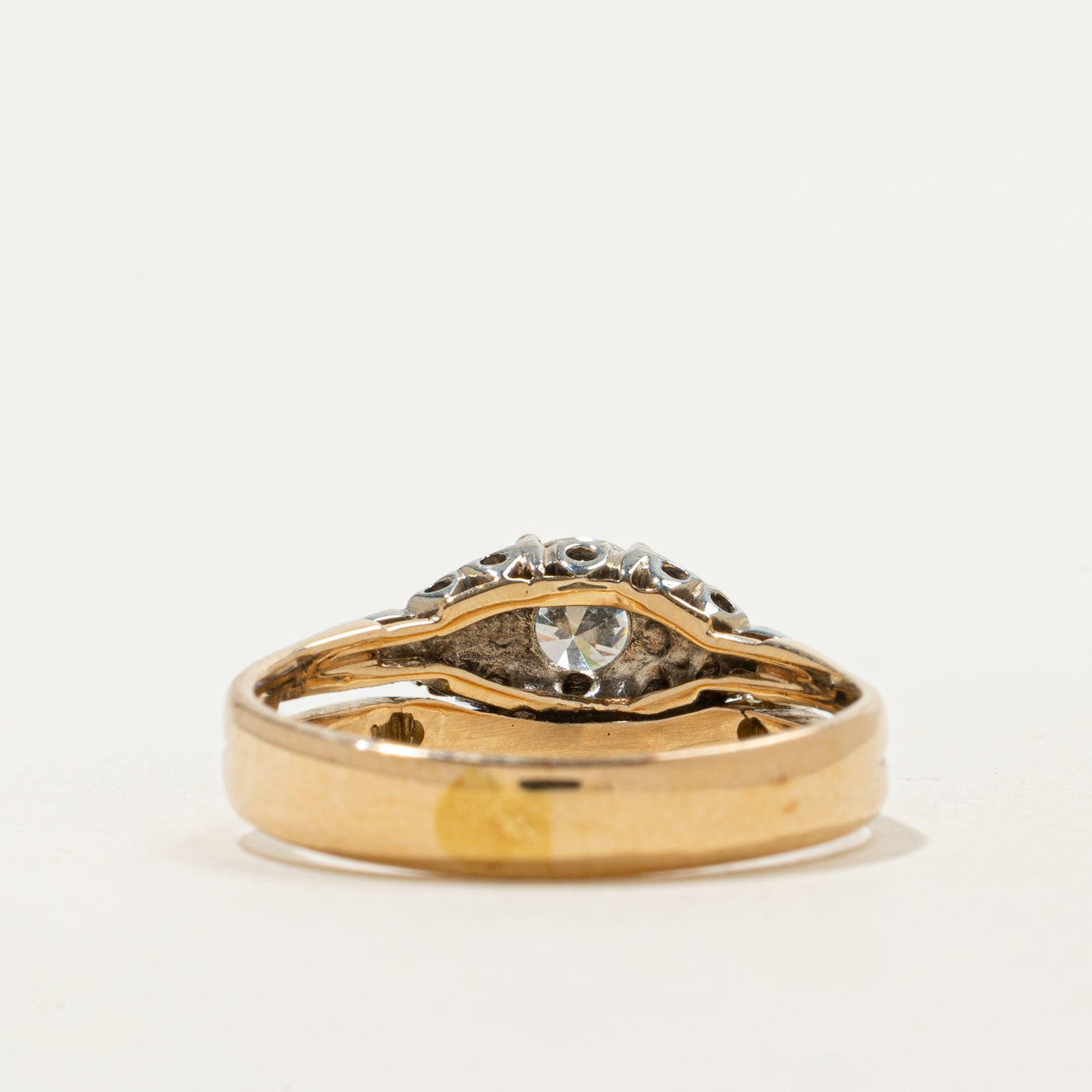 14k Diamond Floral Accented Soldered Wedding Ring Set | 0.67ct VS1 G/H | SZ 9 |