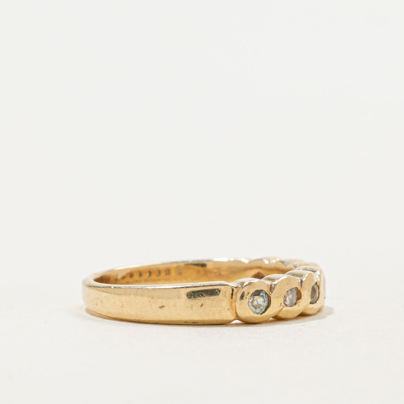 Semi Eternity Alternating Blue Zircon & Diamond Band | 0.12ctw, 0.09ctw | SZ 4.75 |