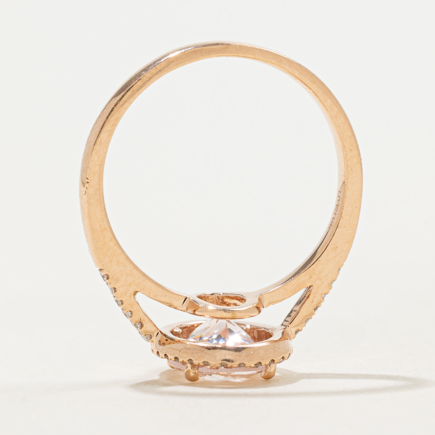14k Rose Gold Morganite & Diamond Halo Ring | 1.50ct, 0.14ctw | SZ 6 |