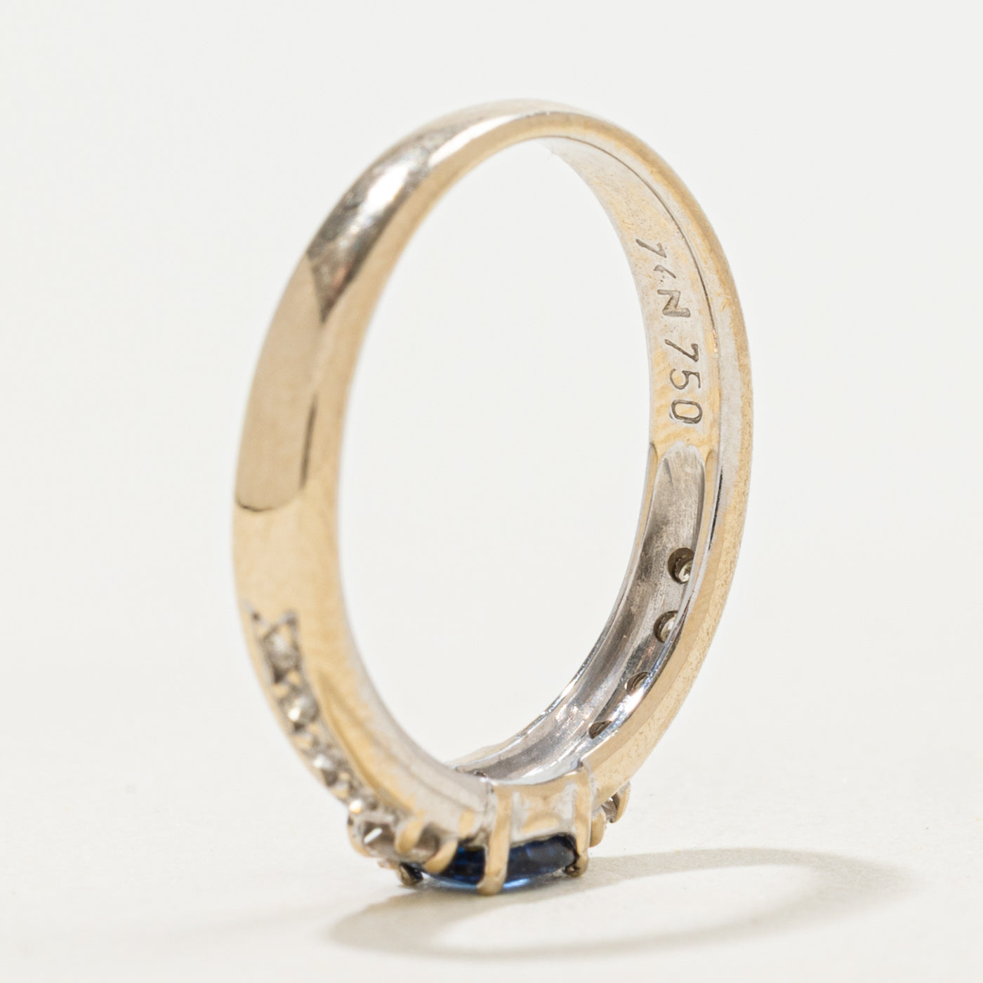 18k East West Sapphire & Diamond Accented Ring | 0.20ct, 0.08ctw | SZ 4.75 |