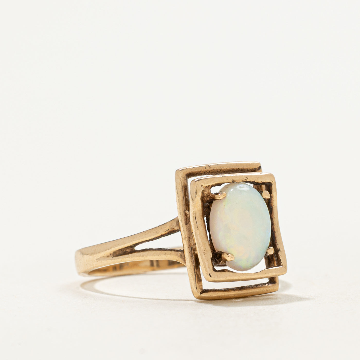 10k Framed Opal Open Shank Ring | 0.60ct | SZ 6.75 |