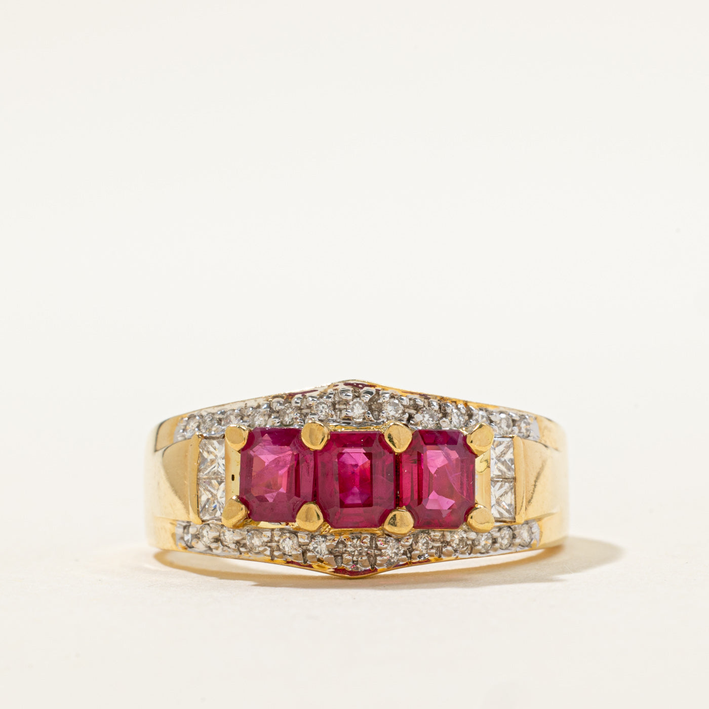 Synthetic Ruby & Diamond Ring | 1.50ctw, 0.25ctw | SZ 10.5 |